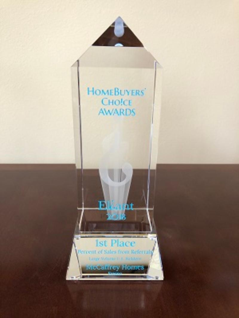 McCaffrey Homes Takes National First Place For Highest Referral Rate in 2018 Eliant Homebuyers’ Choice Awards